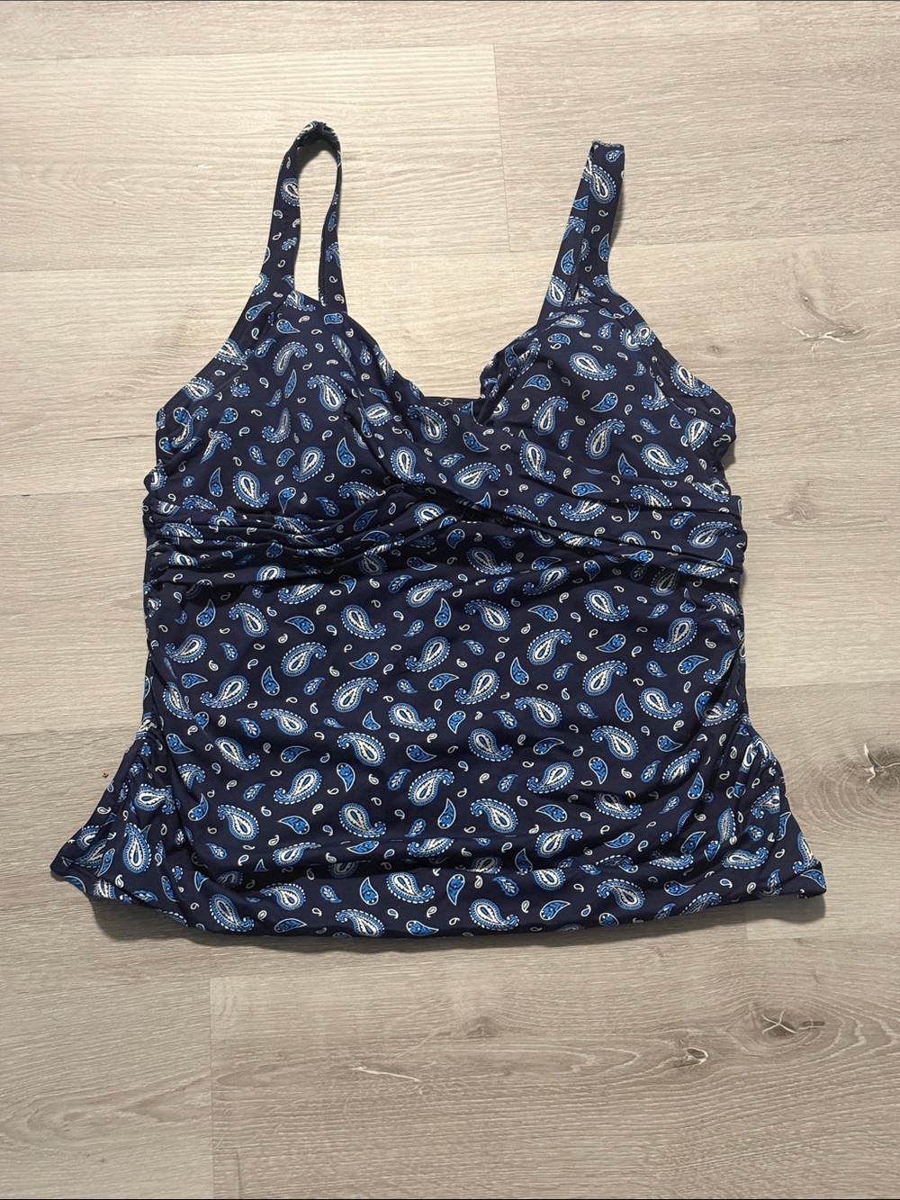 Lands' End Navy Paisley Tankini‎ Top